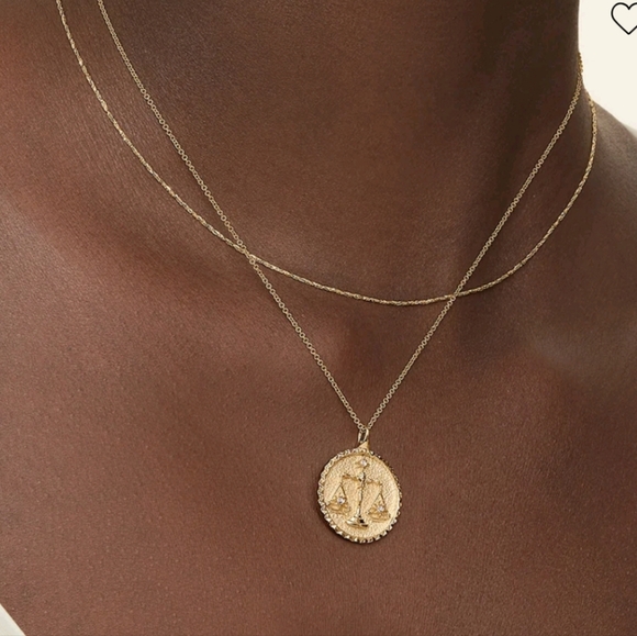 Brilliant Earth Libra Zodiac Diamond Medallion Necklace in 14K Yellow Gold - Picture 3 of 10
